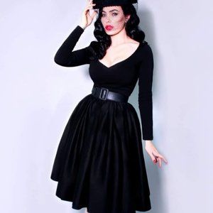 Marilyn Swing Dress in Black no belt : La Femme en Noir : Vixen by Micheline Pit